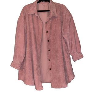 Shein pink dusks long sleeve jacket. Button down, 100% polyester